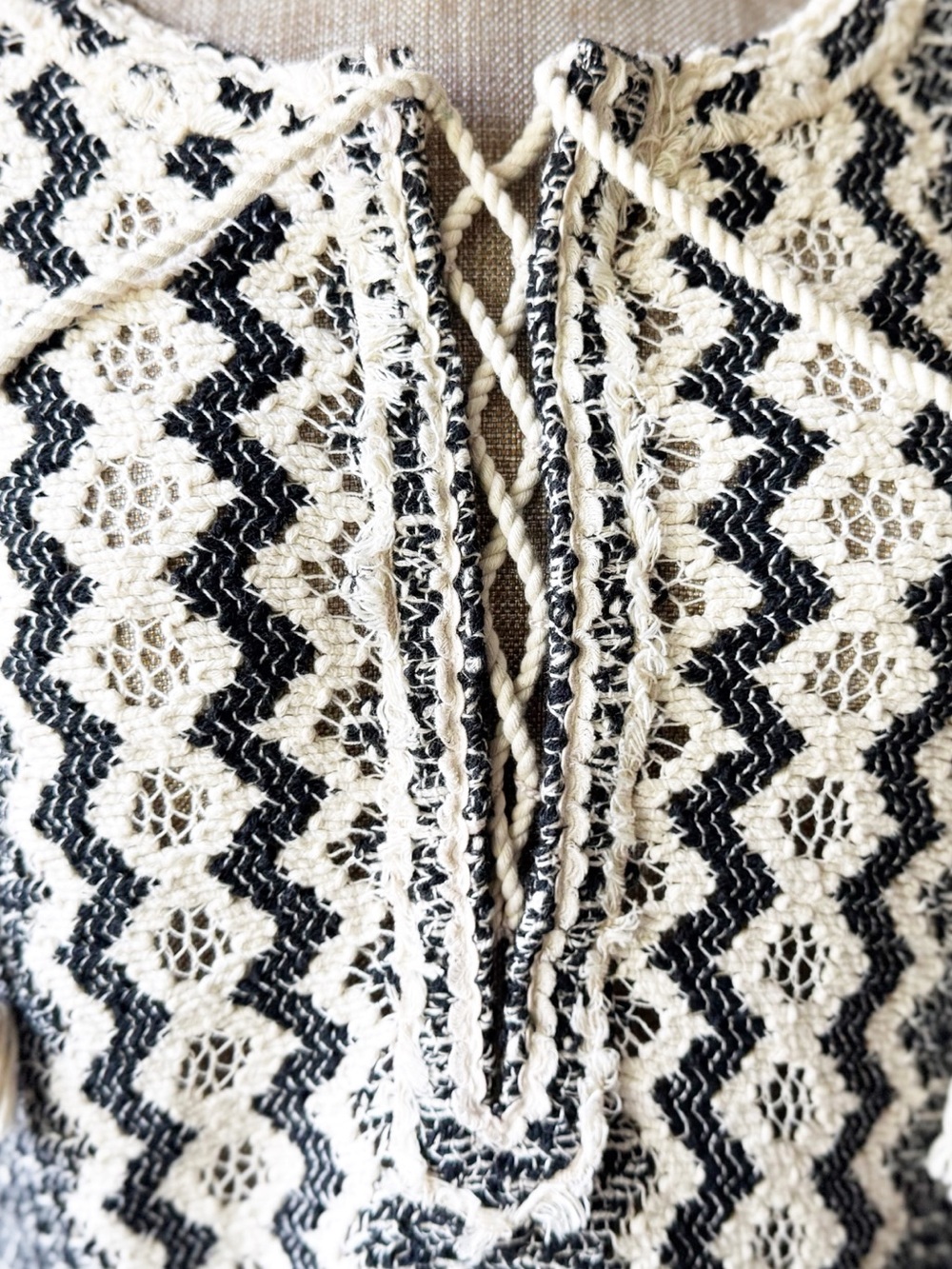 Calypso St. Barth Black and White Zigzag Crochet Minidress - Picture 7 of 16